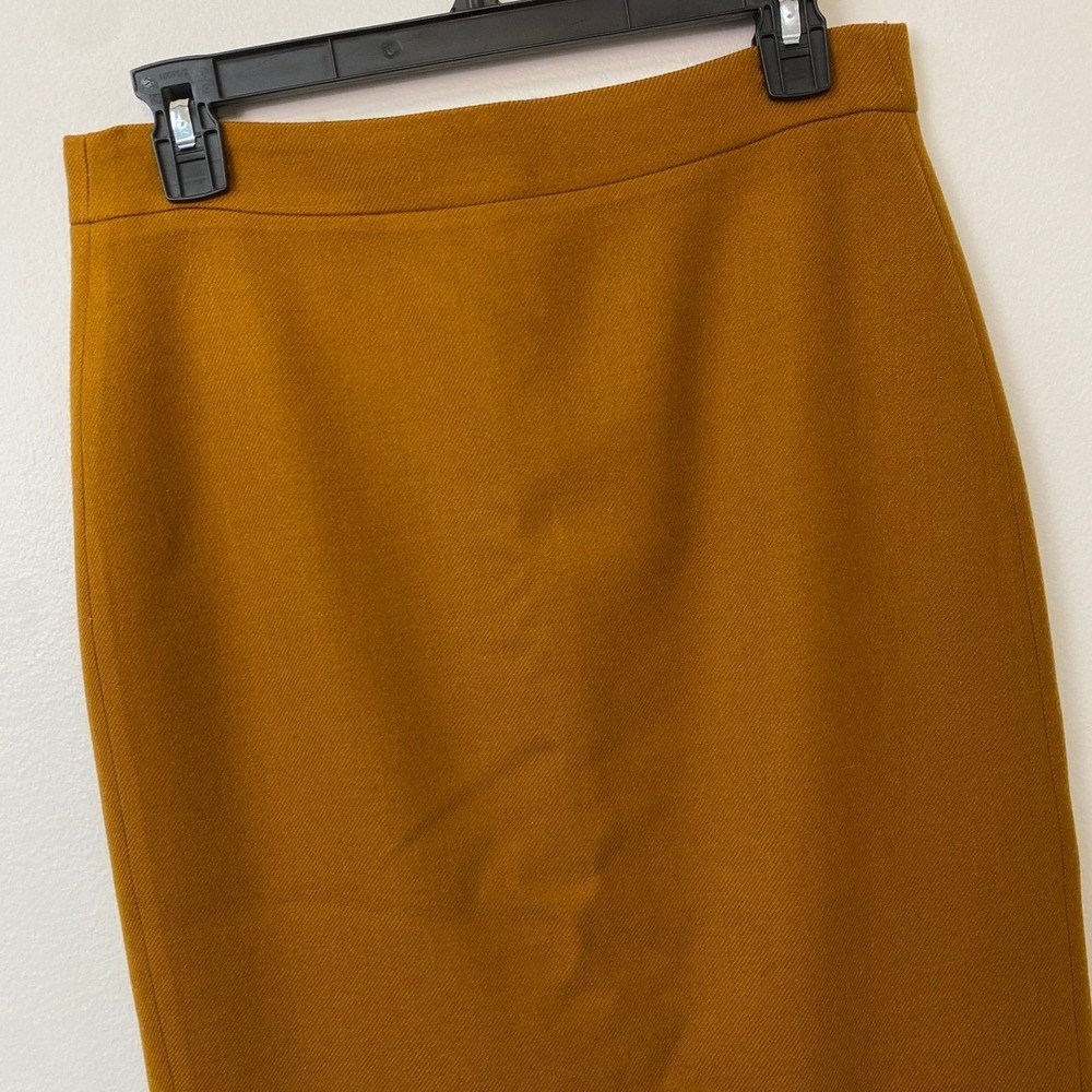 J.Crew, No. 3 Pencil Skirt 100% Wool Midi Skirt Mustard Camel Ochre Size 6 - Picture 4 of 14